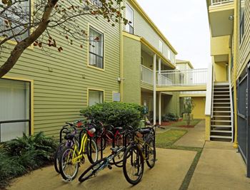 bike racks at Carelton Courtyard Galveston TX